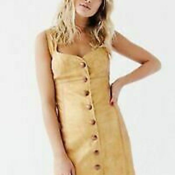 Free People Leather Golden Mini Dress - Picture 1 of 5
